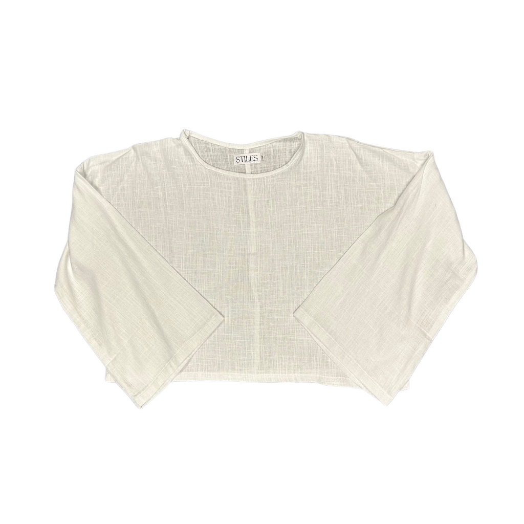 Ivy Flared Top in Pearl White