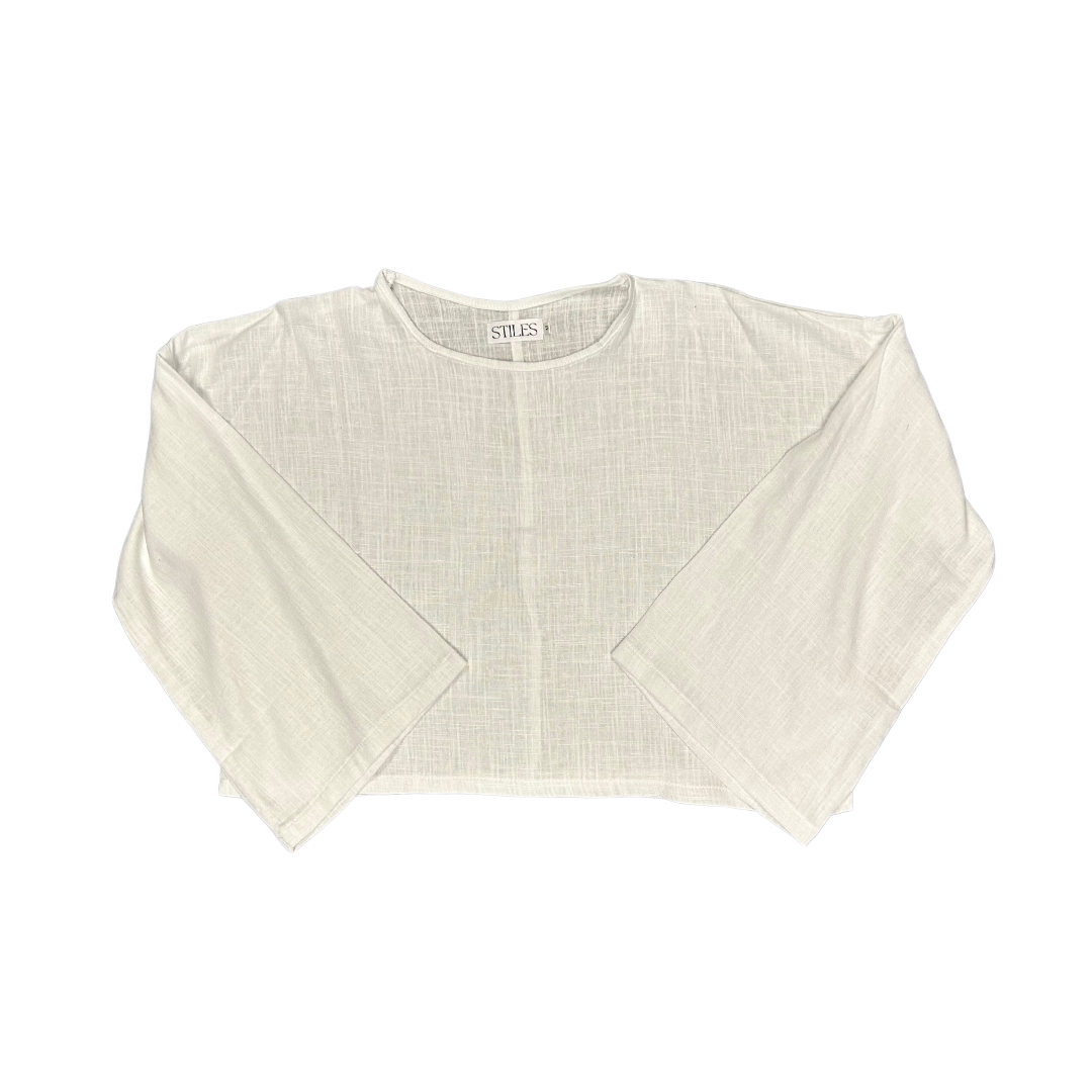 Ivy Flared Top in Pearl White