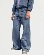 Corduroy High-Waisted Pants in Steel Blue