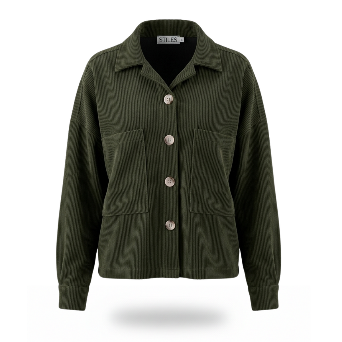 トップス Bargiee CORDUROY BUTTON JACKET Boxy Jacket in Olive LTD – Stilesbylauren