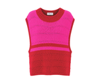 Oversized Sweater Vest in Bright Red & Fuschia
