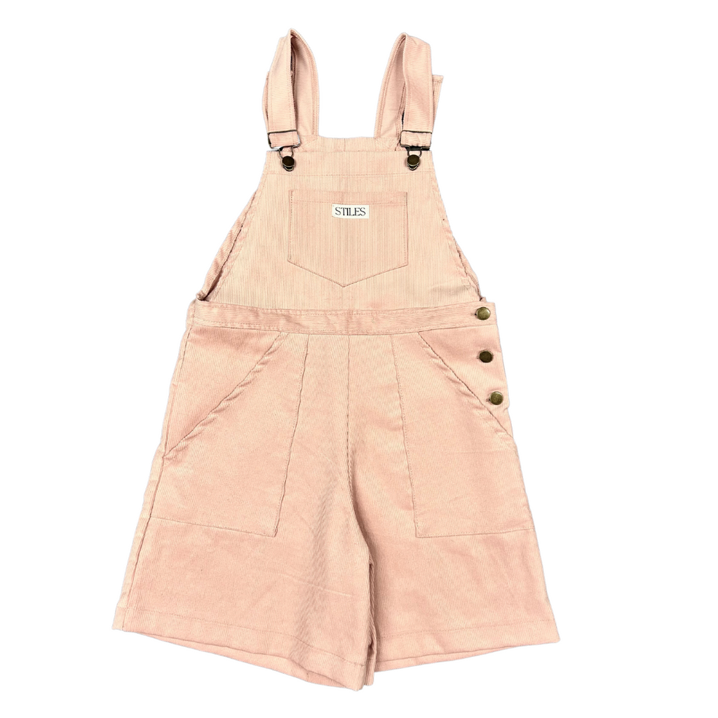 SALE - Azalea Short Dungaree in Baby Pink Corduroy