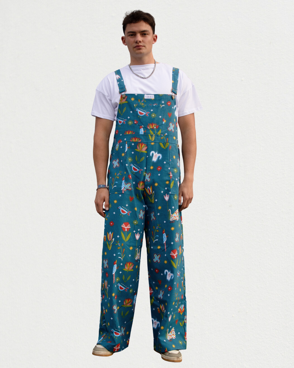 Hazel Dungaree in Blue Doodle
