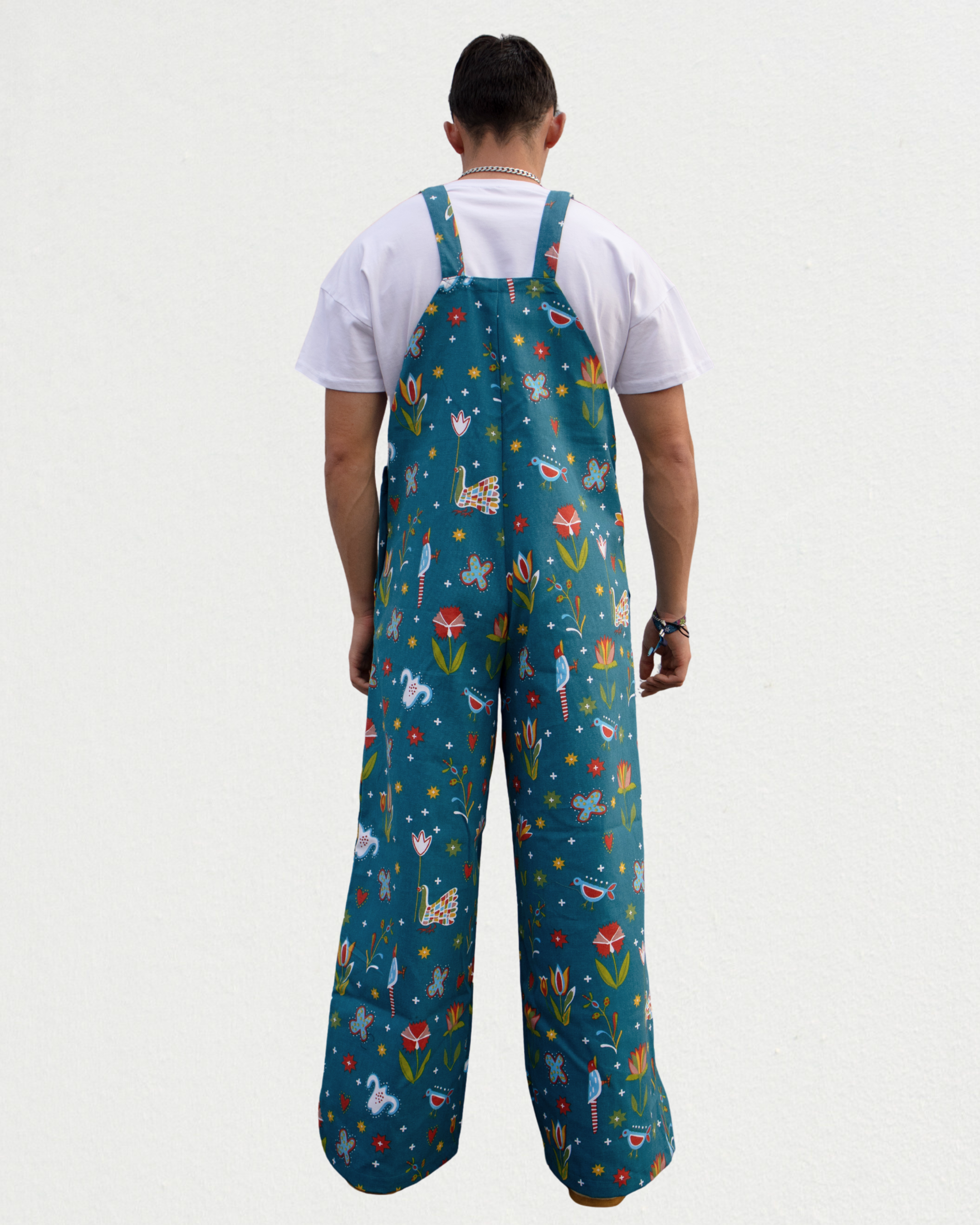 Hazel Dungaree in Blue Doodle