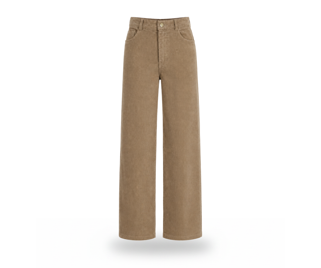 Corduroy High-Waisted Pants in Stone Corduroy