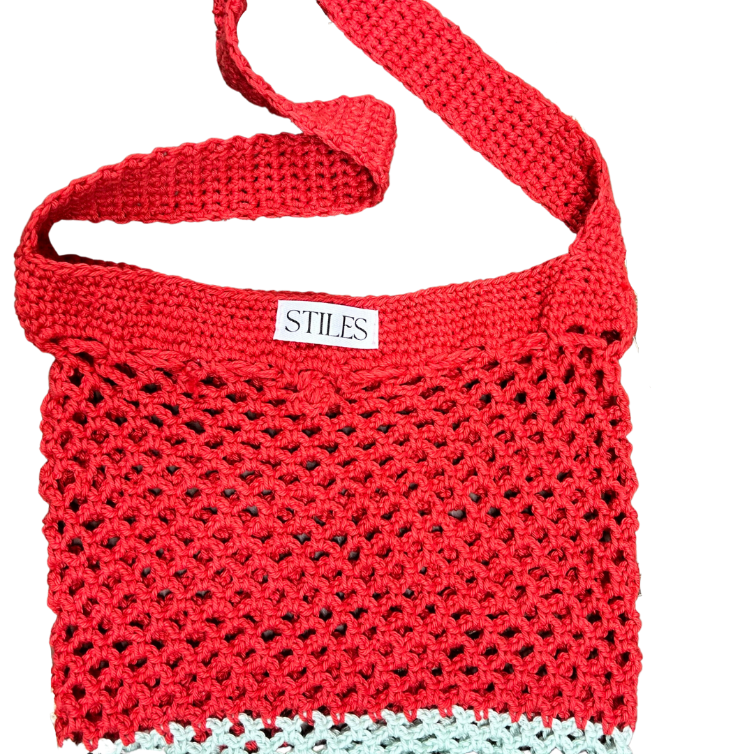 Cecilia Crochet Bag (Red & Blue)