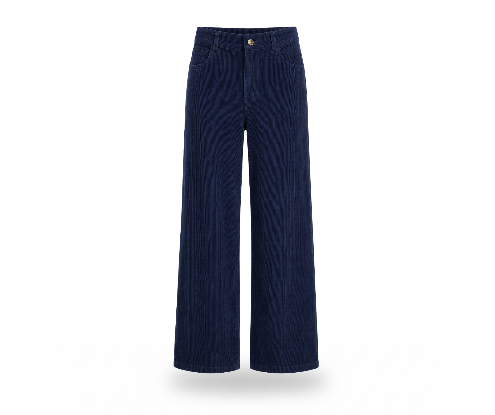Corduroy High-Waisted Pants in Deep Navy