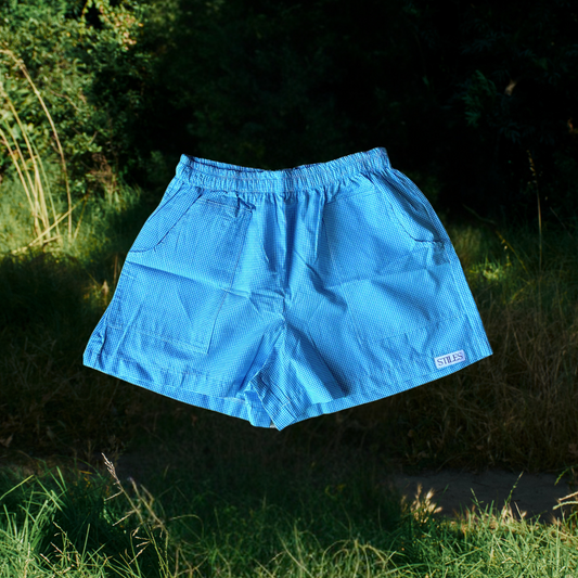 Groovy Gingham Shorts in Sky Blue