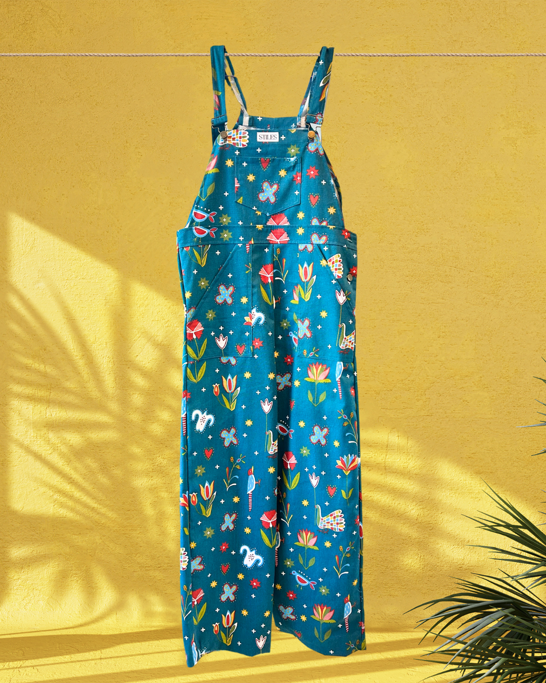 Hazel Dungaree in Blue Doodle