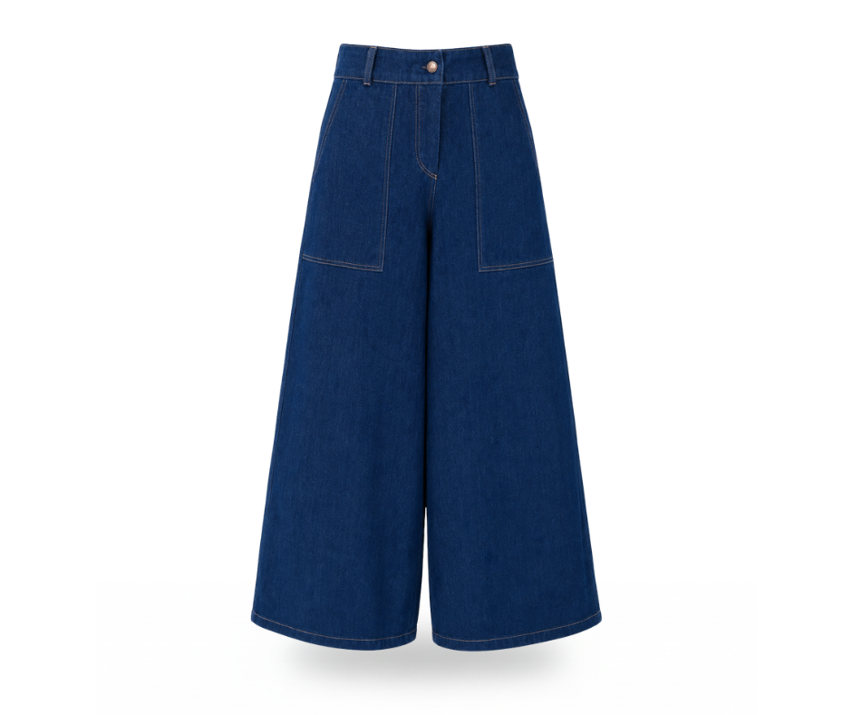 Unisex High-Waisted Pants in Stretch Denim