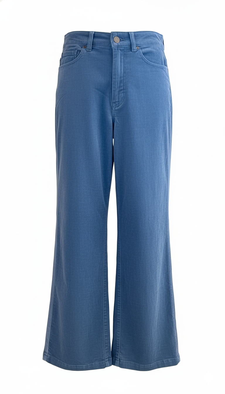 Corduroy High-Waisted Pants in Steel Blue