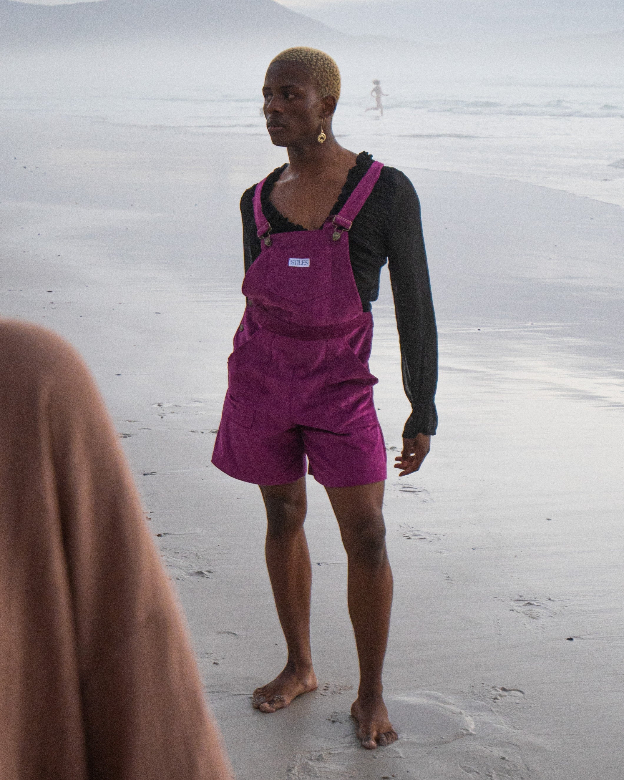 SALE - Azalea Short Dungaree in Royal Purple Corduroy