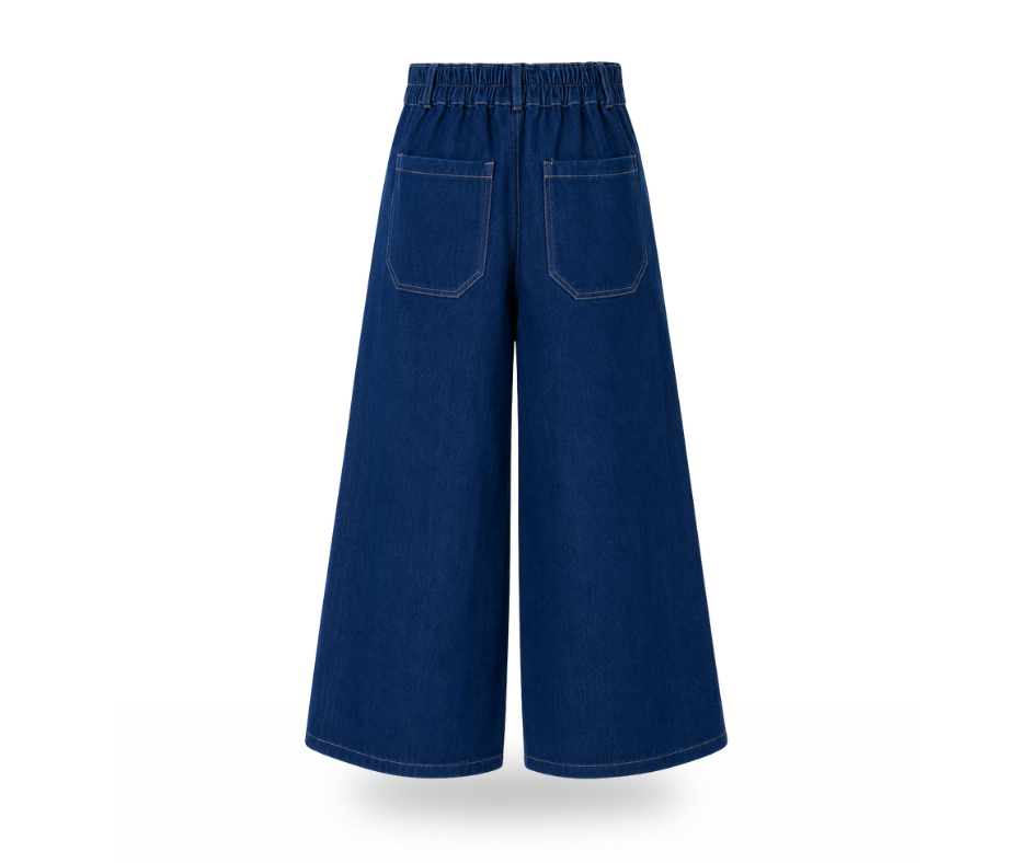 Unisex High-Waisted Pants in Stretch Denim