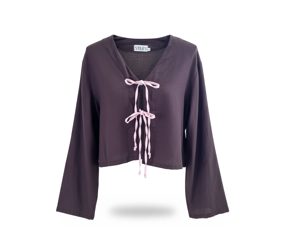 Jazz Tie Top in Brown & pink