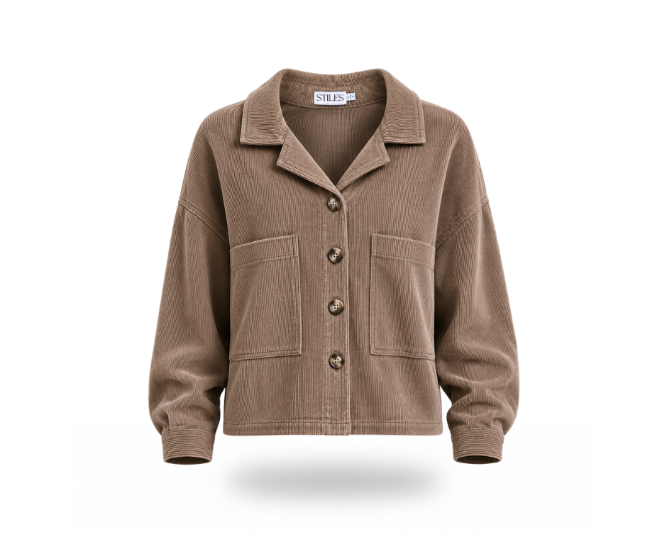 Boxy Jacket in Stone Corduroy LTD