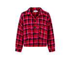 Boxy Jacket in Red, Black & Pink Textured Boucle  LTD