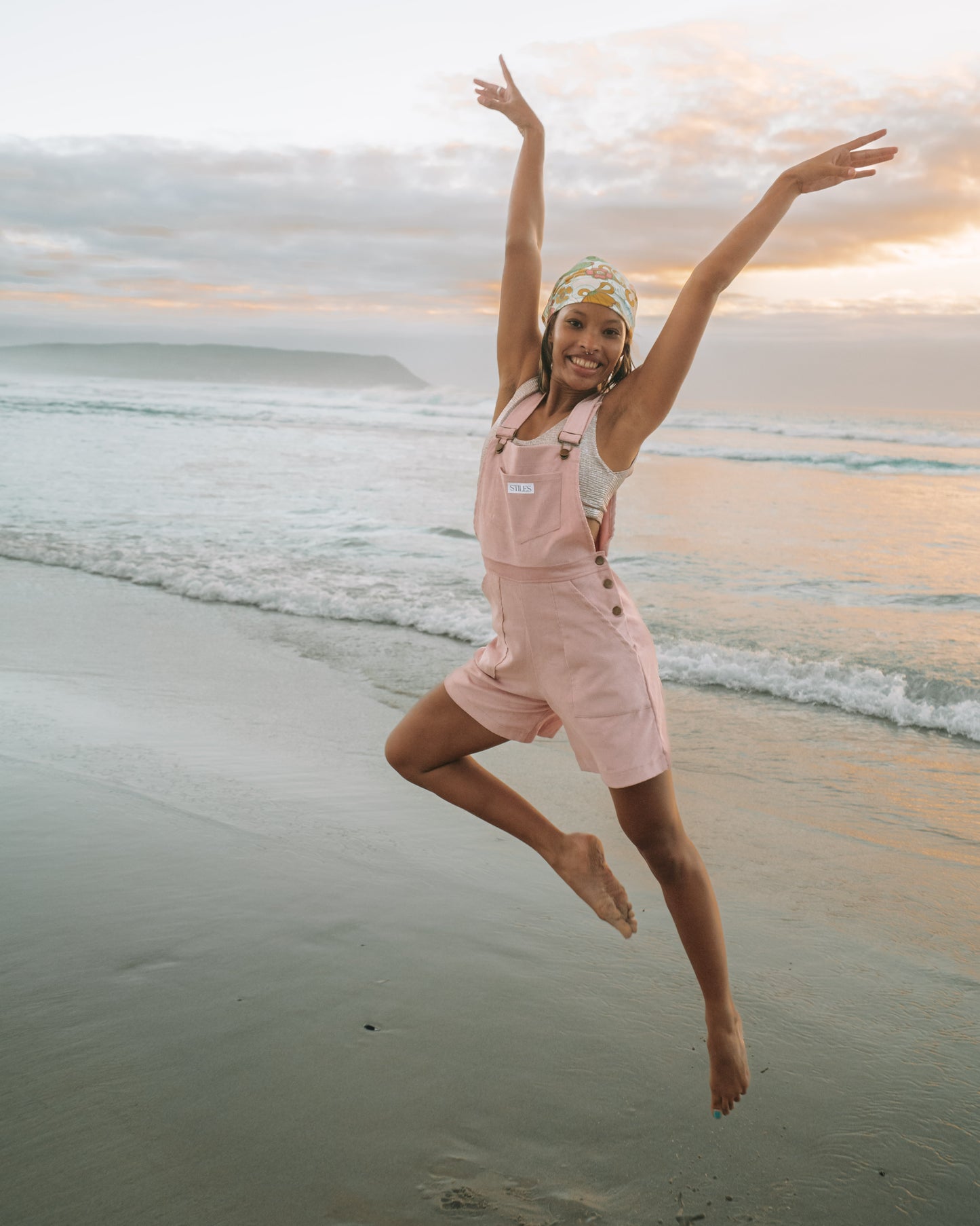 Azalea Short Dungaree in Baby Pink Corduroy