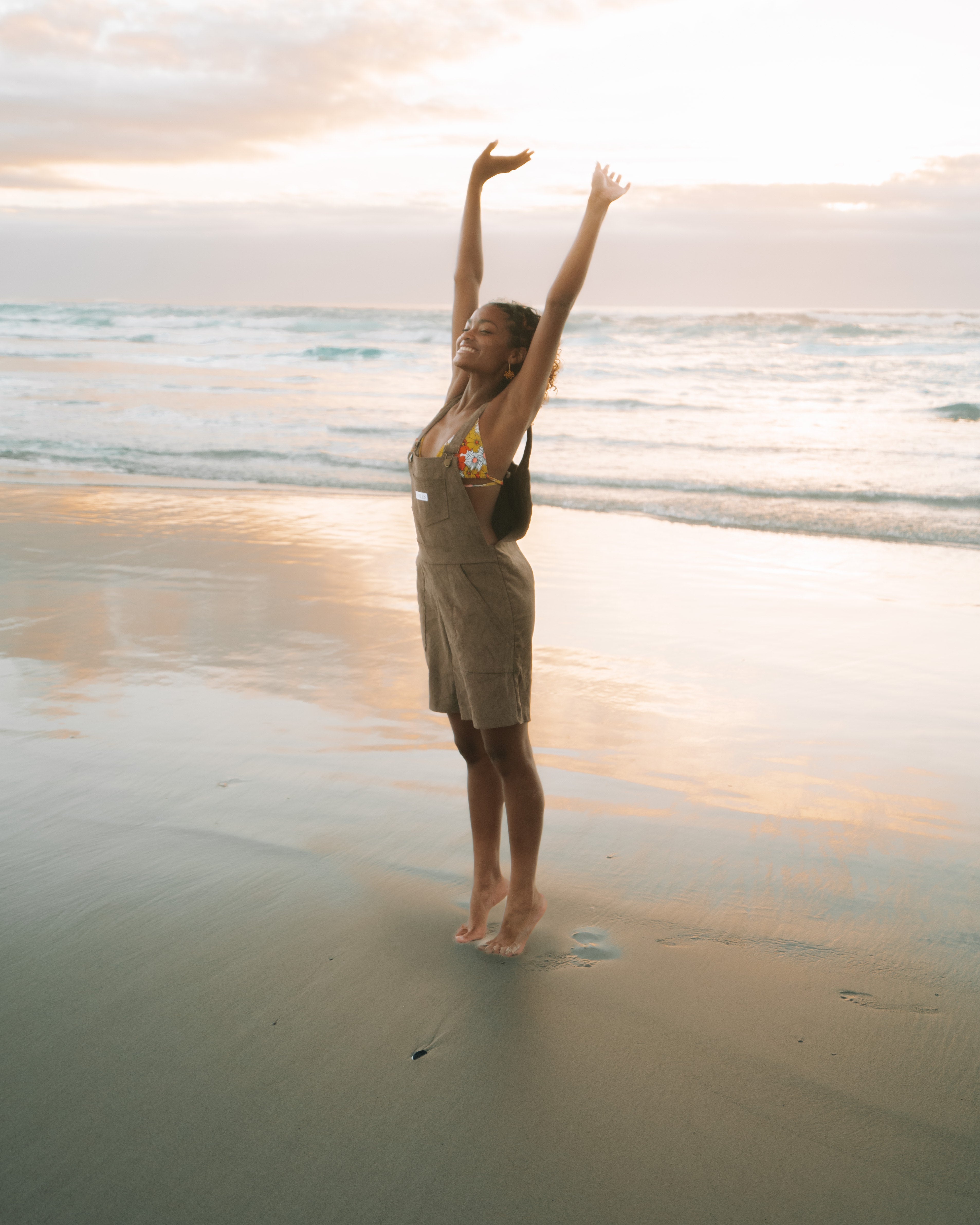 SALE - Azalea Short Dungaree in Milk Chocolate Corduroy