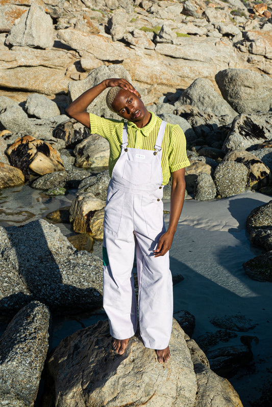 Hazel Dungaree in Pastel Lilac Corduroy