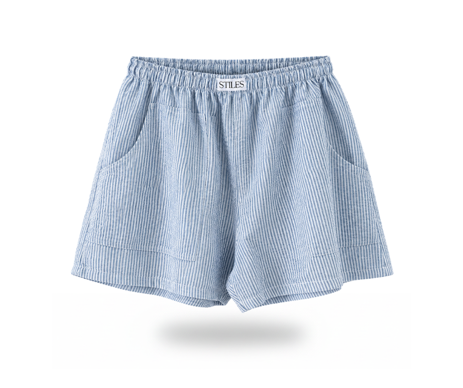 Groovy Shorts in Blue & White Stripe