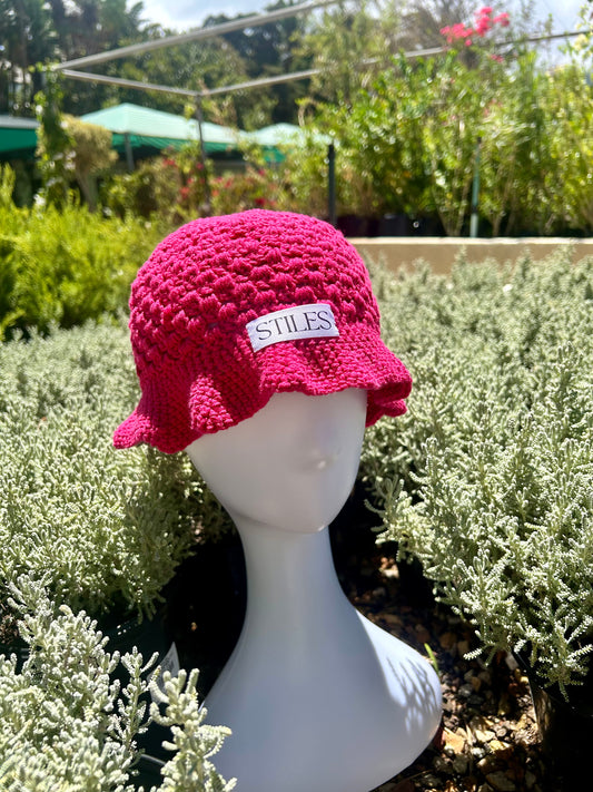 Nanala Crotchet Hat in Hot Pink