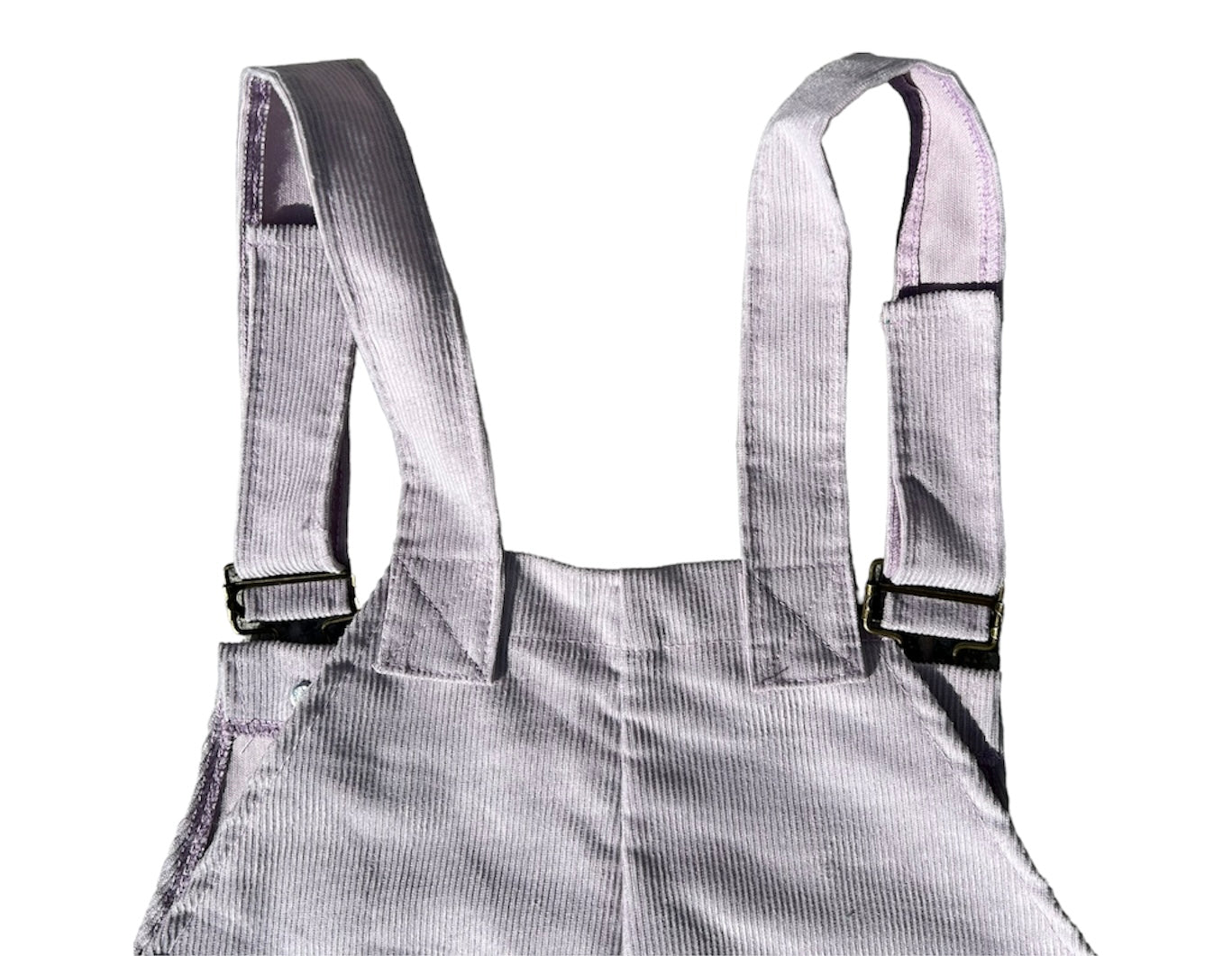 Hazel Dungaree in Pastel Lilac Corduroy