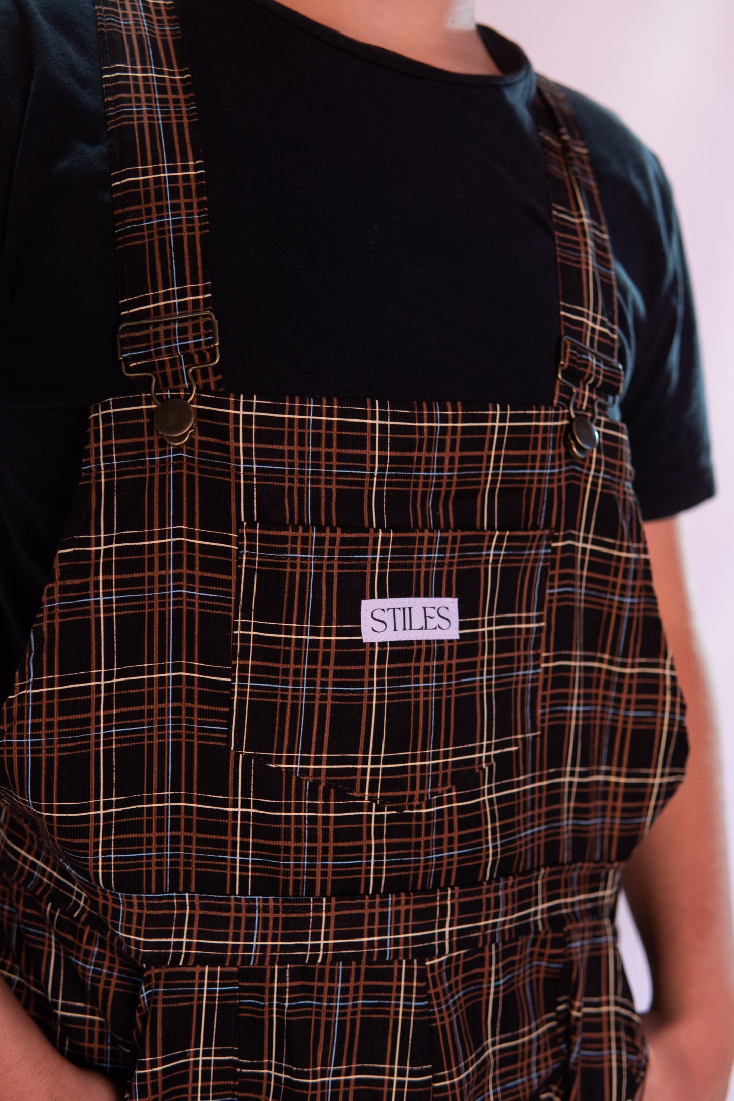 Hazel Dungaree in Chocolate Check