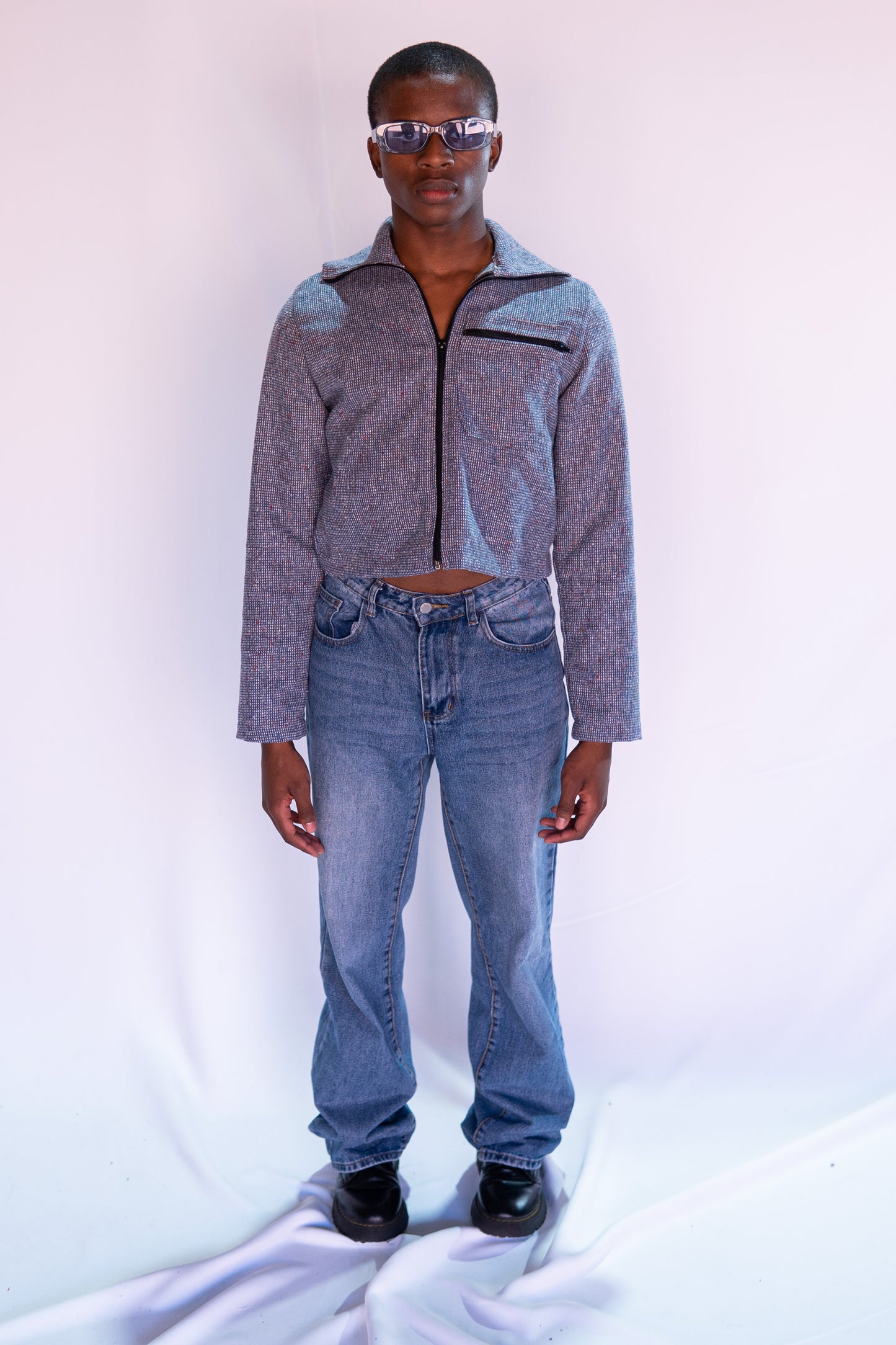 Viola Jacket in Brushed Blue with Colourful Speckles