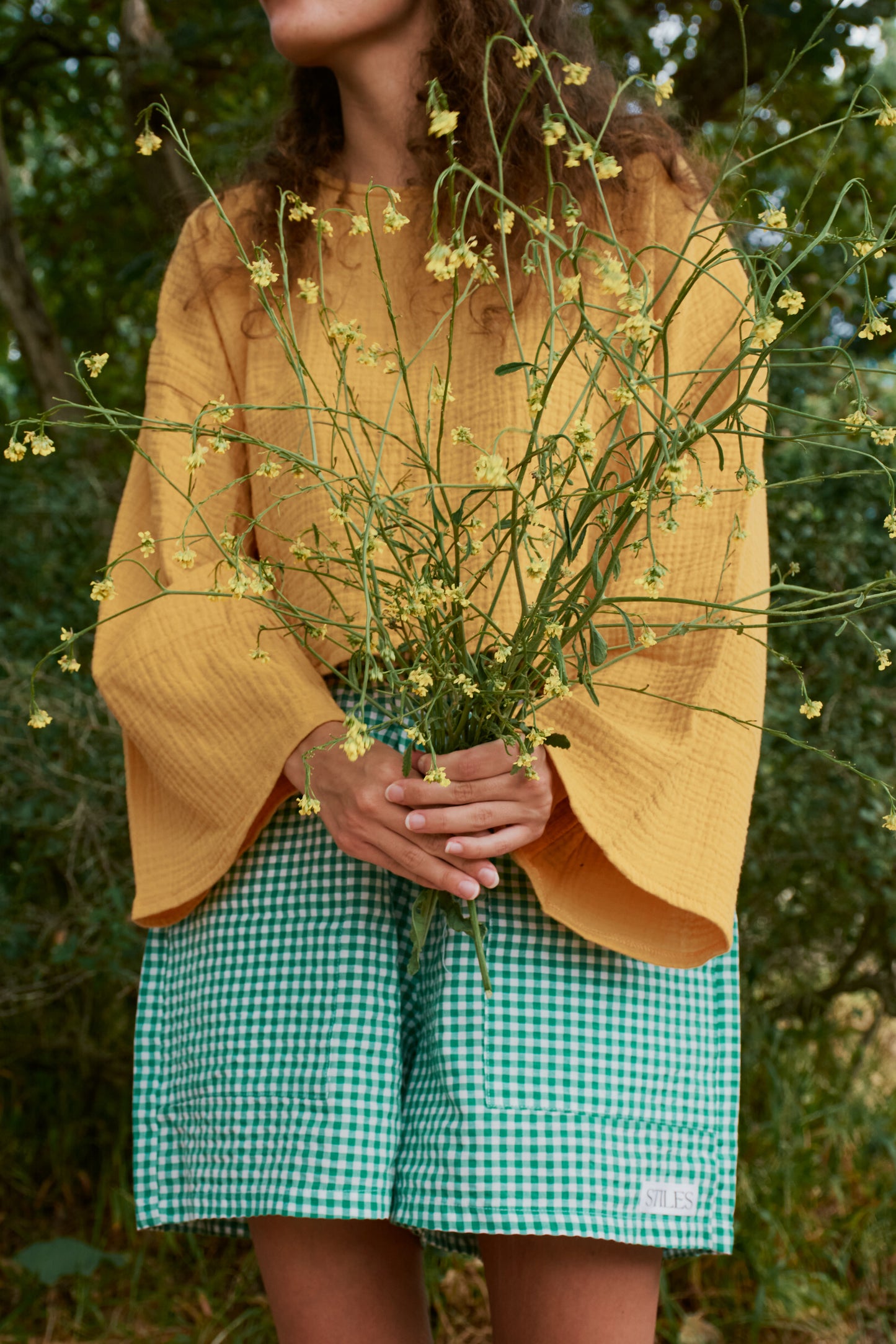 Groovy Gingham Shorts in Forest Green