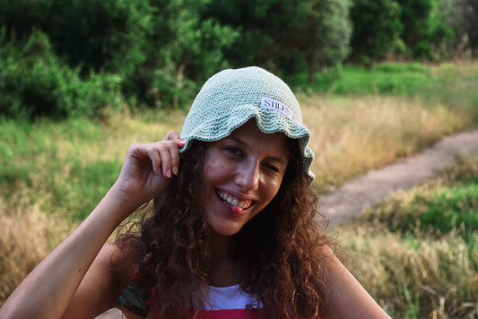 Nanala Crotchet Hat in Misty Blue