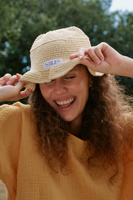 Nanala Crotchet Hat in Sunshine Yellow