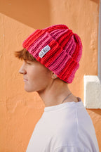 The Zea Beanie LTD in Cherry Pop