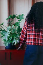 Boxy Jacket in Red, Black & Pink Textured Boucle  LTD