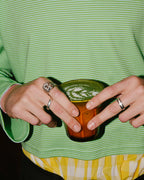 Boxy Long-Sleeve Tee in Lime & Blue Stripe