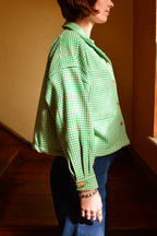 Boxy Jacket in Green & White Houndstooth LTD