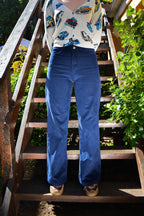 Corduroy High-Waisted Pants in Deep Navy