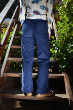 Corduroy High-Waisted Pants in Deep Navy